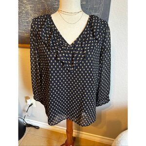 NWT Loft Ruffle Floral Long Sleeve V-Neck Women’s Blouse Top Size S